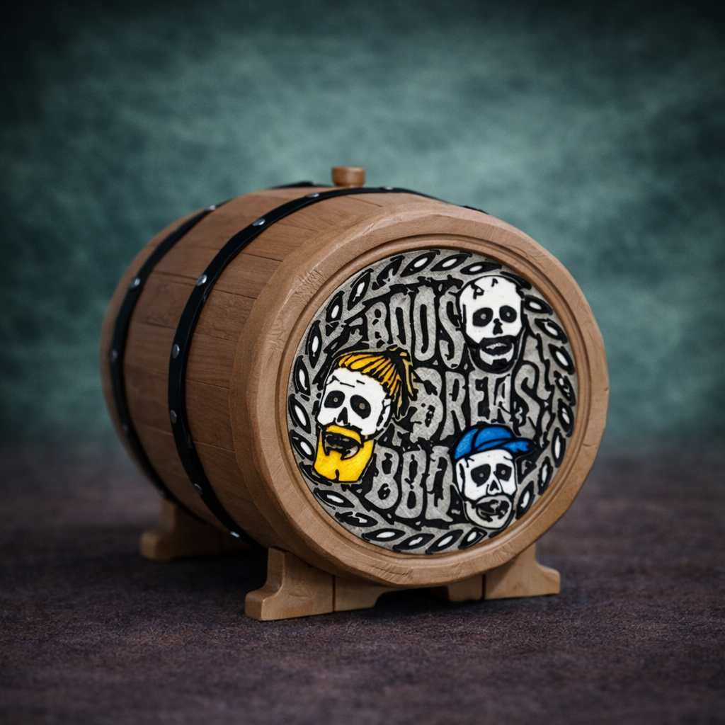 Boos, Brews and BBQ Whiskey Barrel Rem