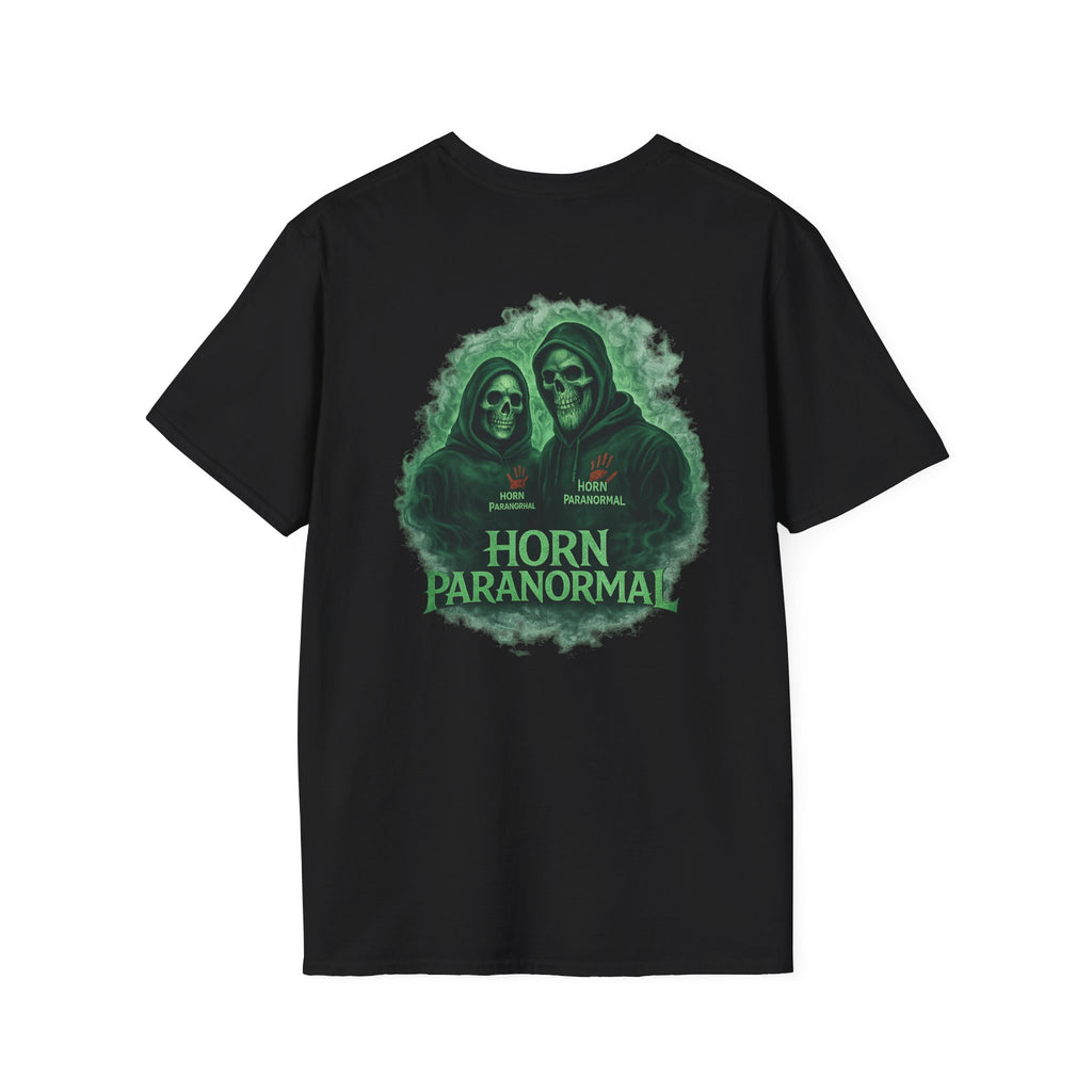 Paranormal Crew T-Shirt — 'Horn Paranormal' Haunted Skull Hoodie Art